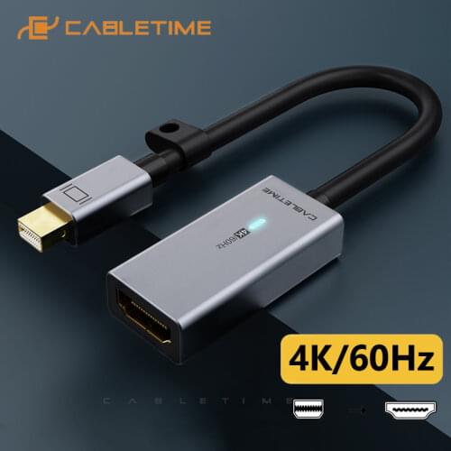 CABLETIME Mini Displayport to HDMI Adapter Sync Data 4K 60HZ Mini Dp Converter for Macbook Lenovo Acer C315