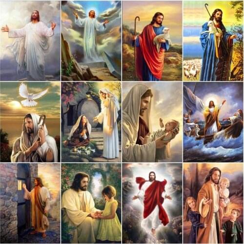 GATYZTORY 40x50cm Oil Painting By Numbers God Jesus HandPainted On Canvas DIY Pictures By Number Figure Kits Home Decoration