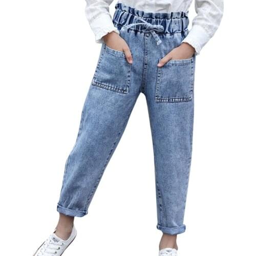 Girls Jumpsuit Suitable For 4 5 7 9 11 13-Year-old Girls Casual Solid Coat Blue Jeans Boys And Girls
