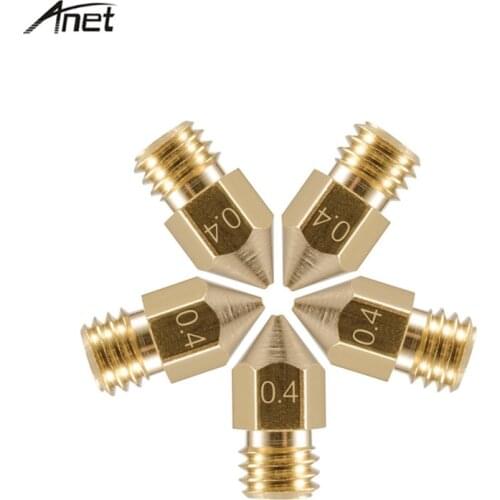 5Pcs/lot Anet Brass Nozzle 3D Printer Accessorie Mix 0.5mm 0.4mm 0.3mm 0.2mm Extruder Brass Nozzle Print Head for MK8 Makerbot