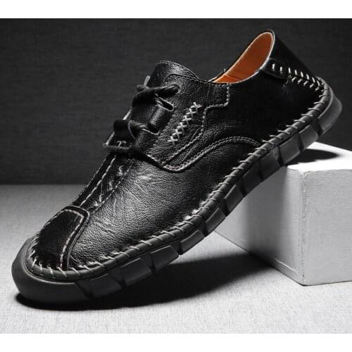 2021 New Mens Handmade Genuine Leather Shoes Wedding Lace-Up Black Woven Dress Shoes Fashion Casual Luxury Loafers
