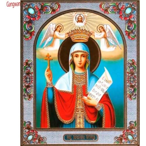 New Virgin Mary Jesus DIY Diamond Painting Cross Stitch Religion icon Full Square round Diamond Embroidery Decoration gift