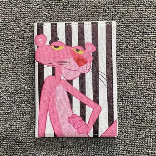 Cute Pink Panther Passport Case Women Travel Wallet Pu Leather Pink Pasport Cover Girl Travel Organizer Documents