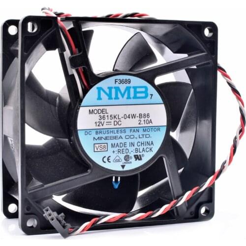 Original 3615KL-04W-B86 9cm 9038 92x92x38mm 12V 2.10A resistance thermal temperature control chassis cooling fan