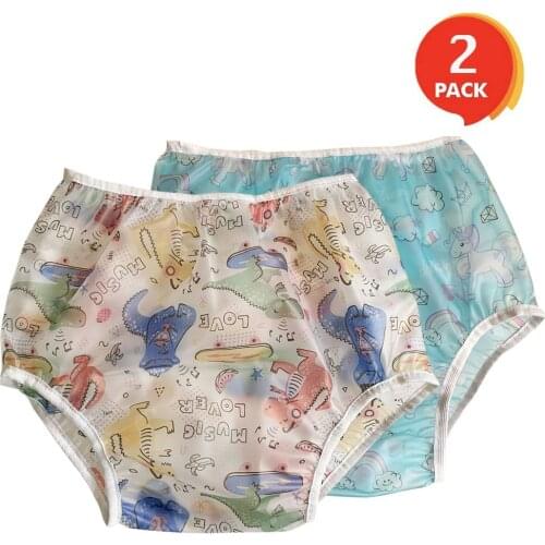 Adult Baby ABDL PVC Diaper Incontinence Pull-on TPU Plastic Pants Cover-up Diaper for Patients ABDL Lover 2 Pack