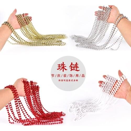 Festive decorations gold and silver 10 meters red Christmas tree bead chain pendant shopping mall window