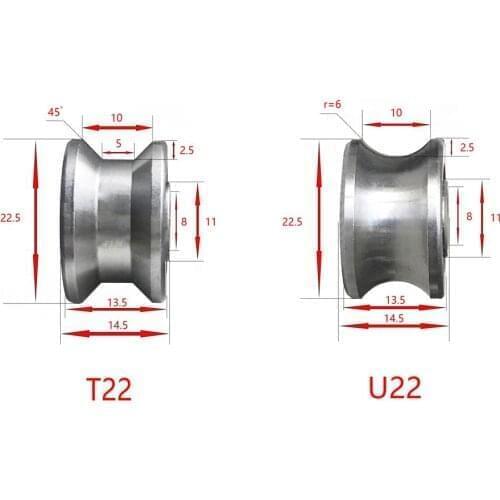 4PCS U22 T22 Traces Walking Guide Rail Track Roller Bearing 8x22.5x14.5x13.5mm