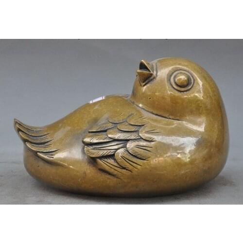 Lucky Old China Decorative Bronze Auspicious Animal Quail Bird Statue sculpture 0217