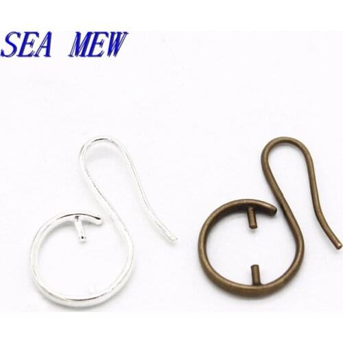 SEA MEW 20PCS 24*13mm Fashion Copper 3 Colors Ear Hook Earring Base Setting For Jewelry Making