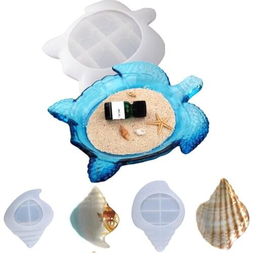 Big Sea Turtle Dish DIY Silicone Mold Marine Life Shell Conch Mold Resin Tray Plate Mould Beach Decoration Resin Crafts