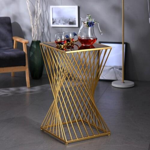 Nordic simple milk tea shop tea table small family creative iron art living room small round table coffee table Bedside table