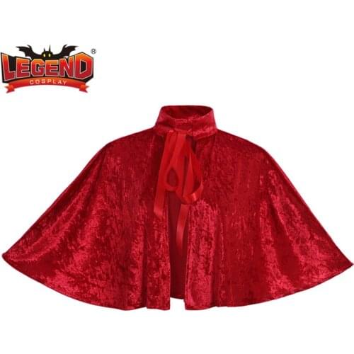 Medieval Victorian Steampunk Velvet Collar Capelet red mini cape
