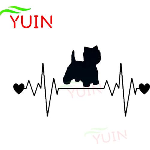 Stylish Car Stickers Westie Dog Heartbeat Lifeline Decals PVC Automobile Styling Accessories Decoration Sunscreen Decal
