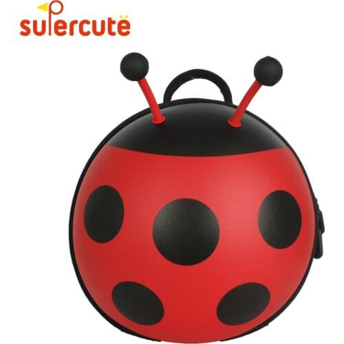 SUPERCUTE kids baby bag mini Ladybug Shape kids backpack 3D cartoon hard shell ladybug anti-lost baby kids bag Age 1-4 Years