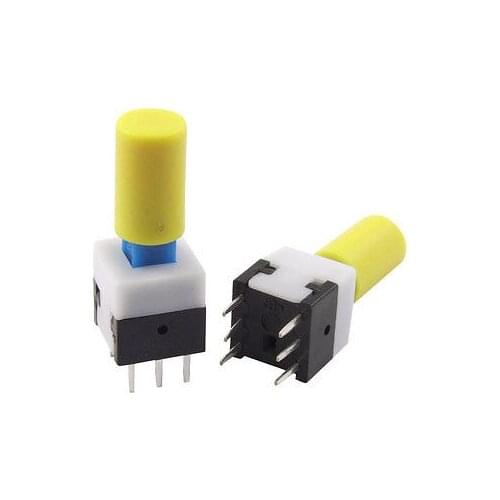 Lathing Locking Tactile Push Button Switch 6 Pin DIP Through Hole 8x8x21mm