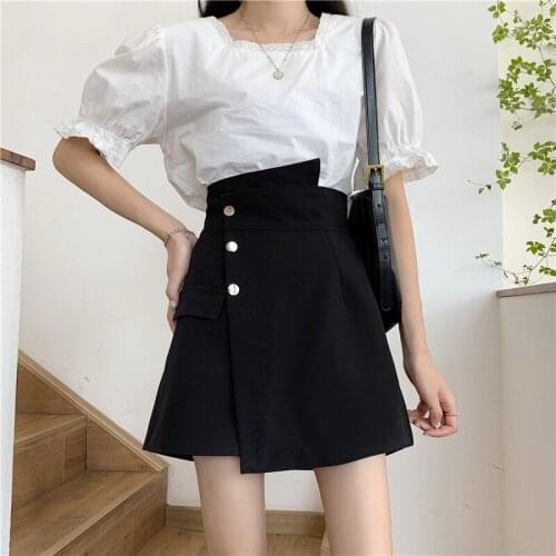 2020 large size all-match irregular a-line skirt skirt female autumn high waist covering belly bag hip culottes thin skirt