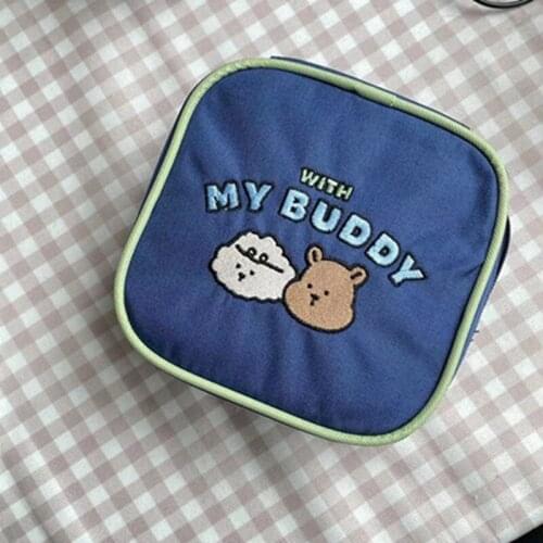 Embroidered Bear Love Baby Stroller Storage Wallet School Supplies Student Stationery Storage Bag