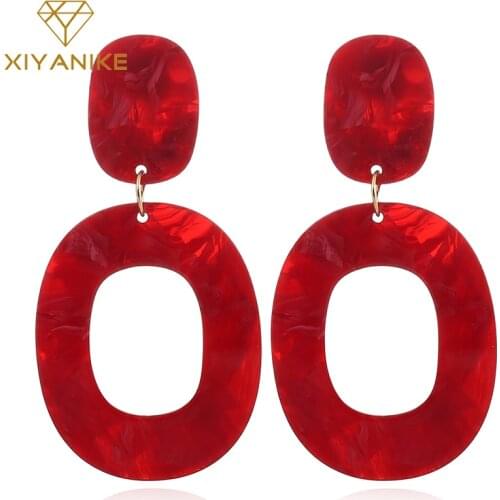 XIYANIKE New Fashion Big Vintage Colorful Oval Geometry Acrylic Statement Drop Earrings for Women Jewelry Gift Accessories E1478