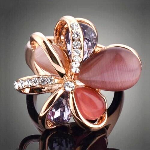 Vintage Gold Natural Opal Cat Eye Rings Big Stone Rings For Women Fashion Jewelry Luxury Party Accessories