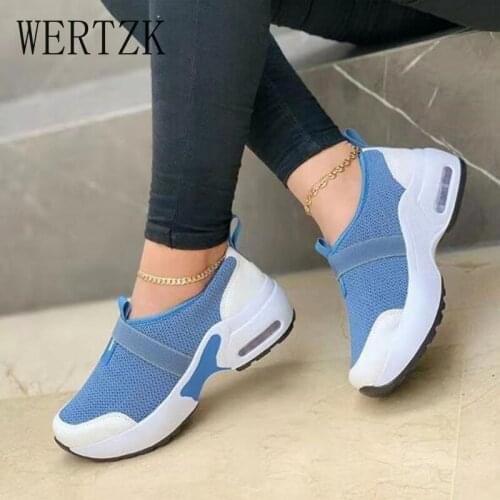 Womens Casual Shoes 2021 New Thick-soled Color Matching Flat Shoes Breathable Wedge Walking Shoes Lightweight Non-slip Sneakers