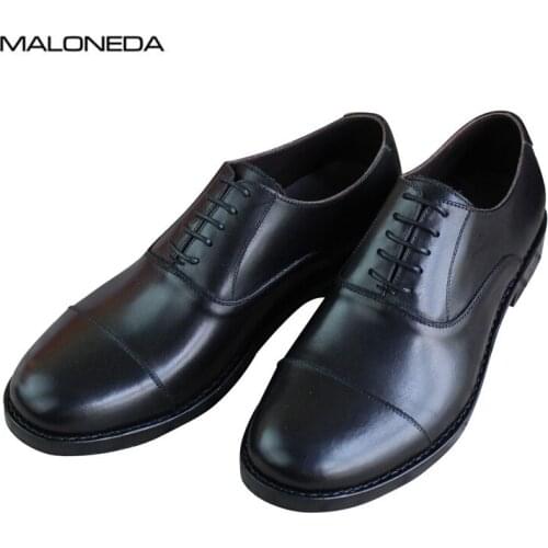 MALONEDA 100% Full Genuine Cow Leather Formal Oxfords Wedding Party Shoes Handmade with Goodyear Welted Bespoke for Male