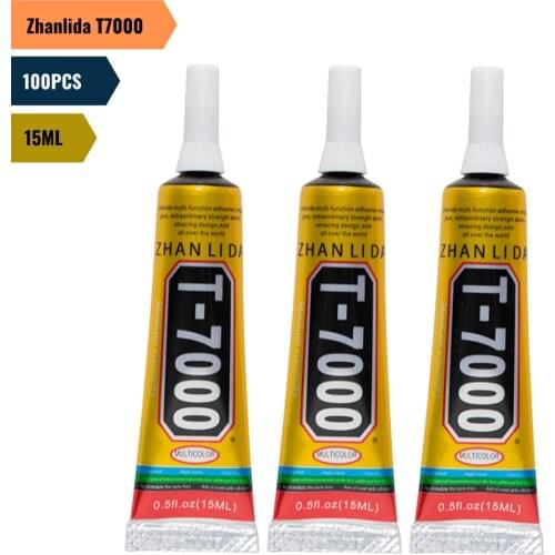 100PCS Zhanlida T7000 15ML Black Contact Cellphone Tablet Repair Adhesive Components Glue With Precision Applicator Tip