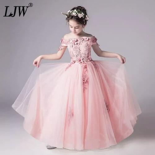 2020 Tulle Lace Infant Toddler Pageant White Flower Girl Dresses for Weddings and Party First Communion Dresses For Girls