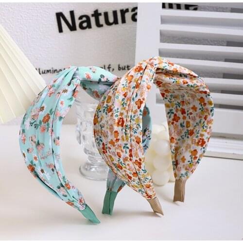 2021 Mori Printed Headband Korean Small Floral Cross Hairband Headwear Wholesale Wash Hair Bundle Women Girls Hair Accessories