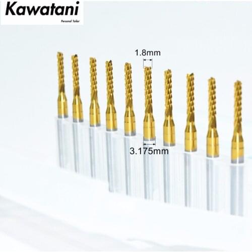 3.175mm*1.8mm,10pcs,Freeshipping CNC machine solid carbide micro PCB Drill Cutter,TiN Coating pcb router bit,corn Milling Cutter
