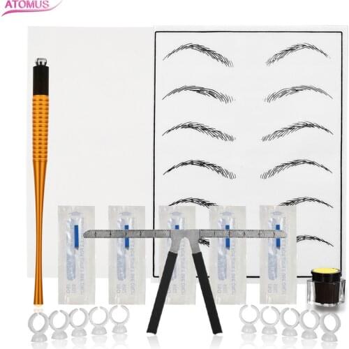 Atomus 3D Eyebrow Tattoo Microblading Needle Blade Pen Pigment Practice Kit Tattoo Pigment Rings Permanent Body Makeup Tool