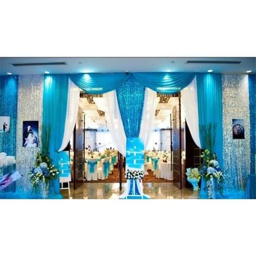 5m New Lake Blue Sequins Fabric Mesh For Dresses Clothes Wedding Decoration