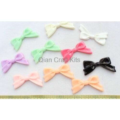 80pcs kawaii bows resin cabochons Flat back Scrapbooking DIY Craft 44mm big kitsch bow