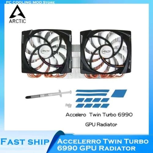 Arctic PC Accelero Twin Turbo 6990 VGA Radiator GPU Cooler For ATI Radeon HD 6990 Graphic Card,2XFans 12CM PWM Cooling Heat Sink