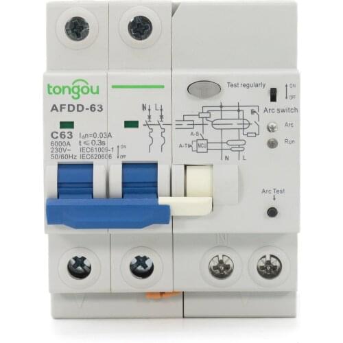AFCI Arc Fault Circuit Breaker Interrupte AFDD Arc Protector Detector 1P+N 230V Arc Monitoring