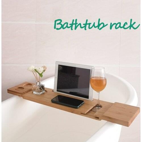 Bamboo Spa Bathtub Book Wine Holder Non Slip Bottom Sides Bathroom Accessories Multipurpose Bathtub Rack Stand Holder Tool