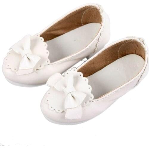 [wamami] 1/3 White Mid Heeled Bowknot Synthetic Leather Shoes For SD BJD Dollfie