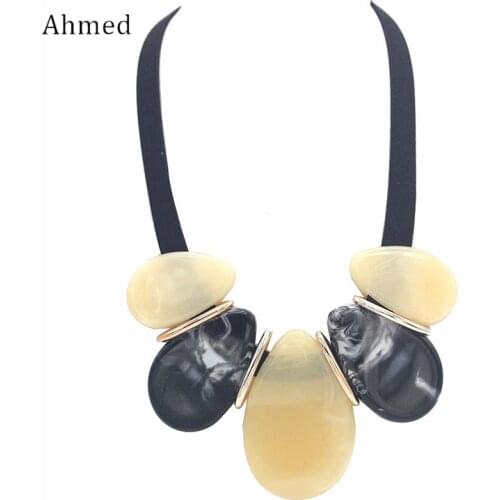 Ahmed Bohemian Statement Multicolored Big Water Drop Necklace Pendant for Women Fashion Sweater Necklace Jewelry