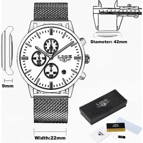 Mens Watches LIGE Top Brand Luxury Waterproof Wrist Watches Fashion Date Simple Casual Quartz Watch For Men Sport Clock Business