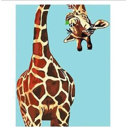 DIY Painting Paint By Numbers Kits for Adults & Kids with Acrylic Paints, Animal Giraffe Canvas Art Work for Wall Decor