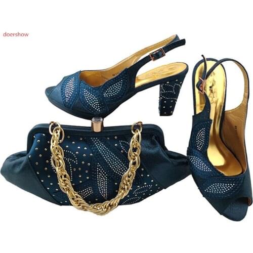 Doershow Italian ladies shoes and bags to match set Dblueshoes and bag high quality African shoes and bags LULU1-33