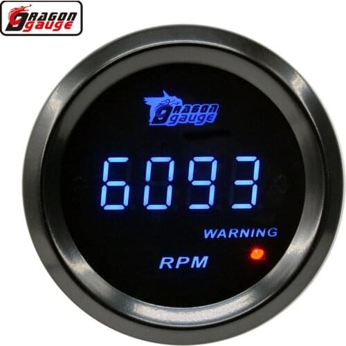 Dragon 52mm 2" Blue LED BackLight Electronic Digital Auto Tachometer Gauge Gasoline Engine 9999 RPM Meter Free Shipping