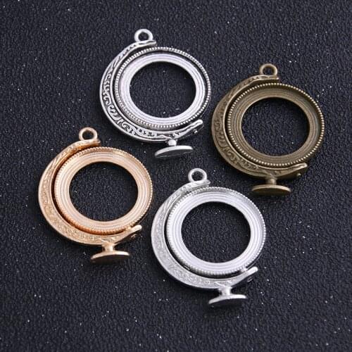 2pcs 25mm Inner Size Three Color Tellurion Style Double Sided Rotate Cabochon Base Setting Pendant Charms 13E1773