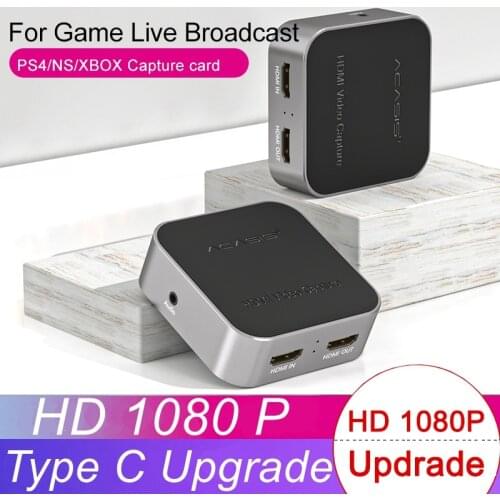 HDMI-compatible to Type-C Video Capture Card USB 3.0 1080p 60Hz Dongle Game Streaming Live Stream Broadcast with MIC input