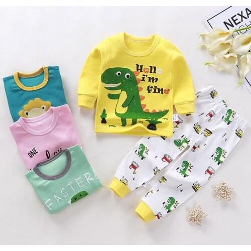 Kids Pajamas Sets Baby Boys Girls Cotton Long Sleeve Tshirt+pant 2-piece Children Clothing Autumn Sleepwear Suit Pyjama Trousers
