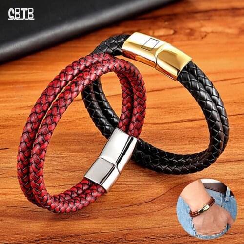 High Quality Leather Braided Buddha Bracelet Stainless Steel Anti-fatigue Bracelet Mens Fashion Casual Jewelry Gift Wholesale