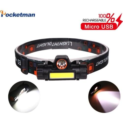 6000LM mini LED Headlamp XPE+COB LED Headlight Head Lamp Flashlight Torch Lanterna head light Built-in battery for Camping