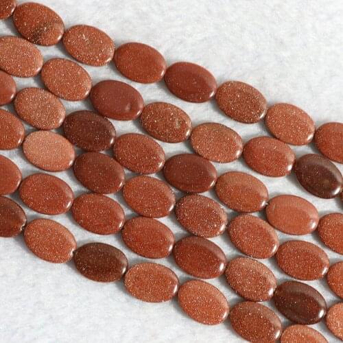 Fashion gold-color sand stone 13x18mm newly oval round loose beads diy beautiful jewelry 15" B328