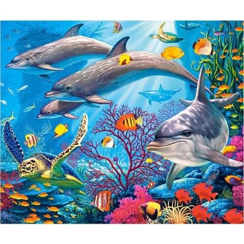 Diy whale diamond mosaic turtle embroidery painting sea landscape rhinestone wall sticker decor diamond art needlework handcraft