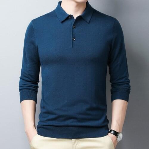 High Quality Silk And Wool Polo Men Long Sleeve Top Casual Warm Polos Shirts Black Luxury Brand Shirt Man Poloshirt Winter 2021