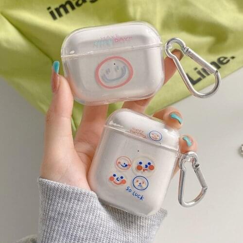 Soft Transparent Cases For Apple AirPods 2 Pro 1 Case Cute Clown Smiley Funny Bluetooth Earphone Charging Box Accessories Cover